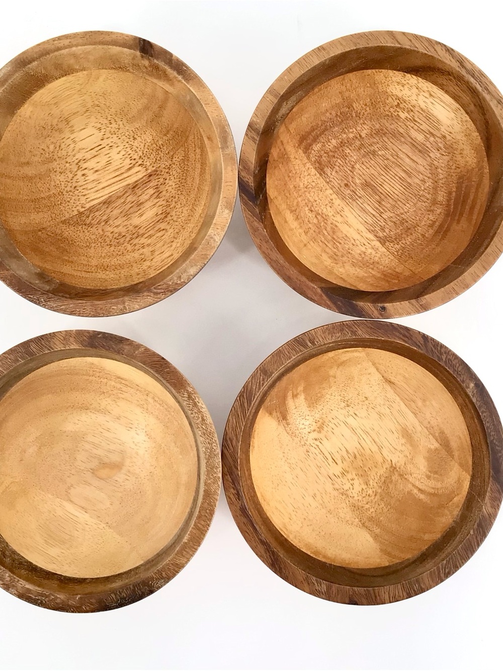 Unbranded Natural Wood Serving Bowls - Set of 4